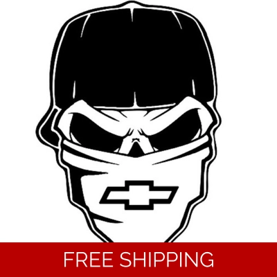 Chevy skull with mask Die Cut Vinyl Decal Sticker
